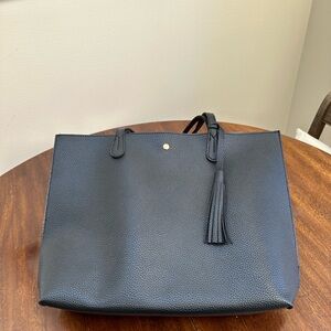 Faux Pebble Leather Black Bag